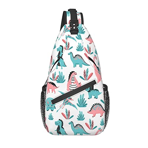 Lustige Dinosaurier Sling Bag Casual Crossbody Schulterrucksack Brust Casual Daypack Dino Bag für Outdoor von AOOEDM