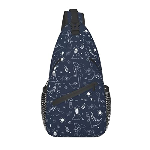 Lustige Dinosaurier Sling Bag Casual Crossbody Schulterrucksack Brust Casual Daypack Dino Bag für Outdoor von AOOEDM