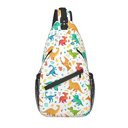 Lustige Dinosaurier Sling Bag Casual Crossbody Schulterrucksack Brust Casual Daypack Dino Bag für Outdoor von AOOEDM