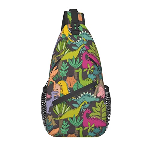 Lustige Dinosaurier Sling Bag Casual Crossbody Schulterrucksack Brust Casual Daypack Dino Bag für Outdoor von AOOEDM