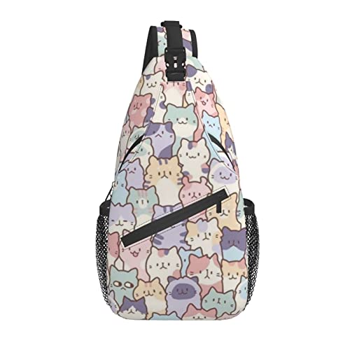 Lustiger süßer Katzen-Sling-Rucksack, Katzen-Brusttaschen, Umhängetasche, Tier-Umhängetasche für Männer, Frauen, Jungen, Mädchen von AOOEDM