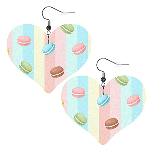 Macaron Kuchen Herz Form Leder Ohrringe Frauen Mädchen einfache baumeln Ohrringe Geschenke für sie von AOOEDM