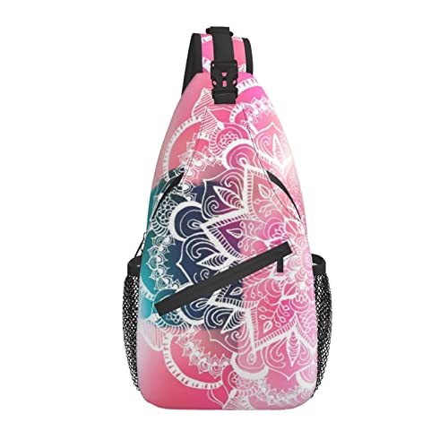 Mandala Flower Sling Bag Casual Crossbody Flower Shoulder Bag Rucksack Chest Daypack für Outdoor von AOOEDM