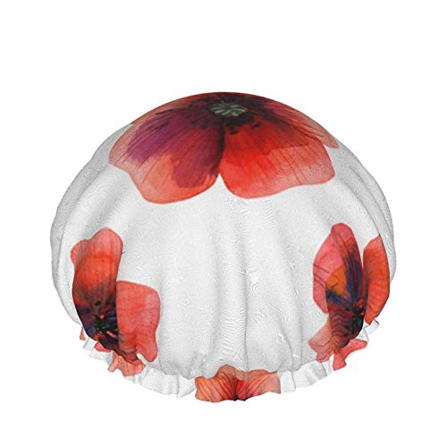 Meadow Poppy Flowers Leisure Double Layer Waterproof Bath Cap Wiederverwendbare wasserdichte Beauty Salon Spa Bath Cap für Frauen von AOOEDM