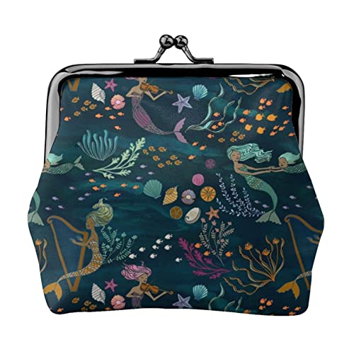 Meerjungfrau-Musik-Muster Damen-Leder-Geldbörse, Kleingeldbeutel mit Kiss-Lock-Verschluss, Schnallen-Geldbörse für Mädchen-Geschenk von AOOEDM