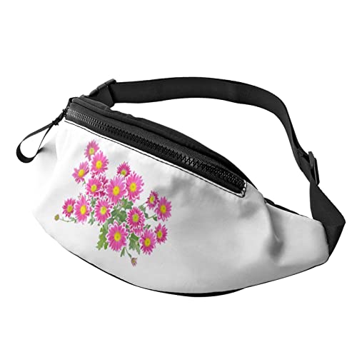 Mehrere Rosa Gänseblümchen Blume Natürliche Gürteltasche Sport Casual Hüfttasche Für Damen Herren Modisch von AOOEDM