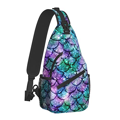 Mermaid Scales Sling Bag Für Damen Herren, Animal Print Crossbody Umhängetaschen Casual Sling Rucksack Brusttasche Reisen Wandern Daypack Für Outdoor von AOOEDM