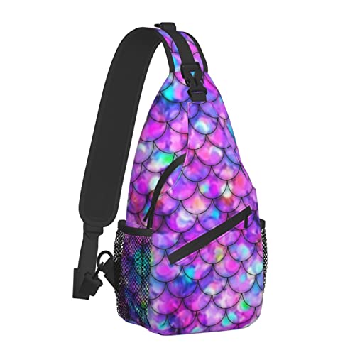 Mermaid Scales Sling Bag Für Damen Herren, Animal Print Crossbody Umhängetaschen Casual Sling Rucksack Brusttasche Reisen Wandern Daypack Für Outdoor von AOOEDM