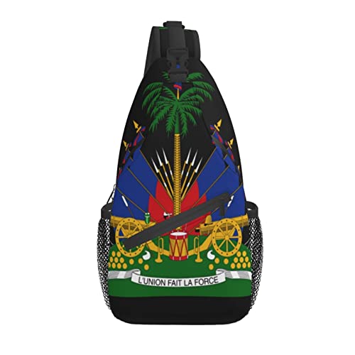 Mode Haiti haitianische Flagge Sling Bag Verstellbarer Schultergurt Haiti Casual Rucksack Crossbody Travel Wandern Daypack von AOOEDM