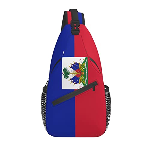 Mode Haiti haitianische Flagge Sling Bag Verstellbarer Schultergurt Haiti Casual Rucksack Crossbody Travel Wandern Daypack von AOOEDM