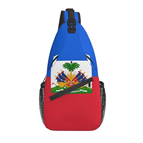 Mode Haiti haitianische Flagge Sling Bag Verstellbarer Schultergurt Haiti Casual Rucksack Crossbody Travel Wandern Daypack von AOOEDM