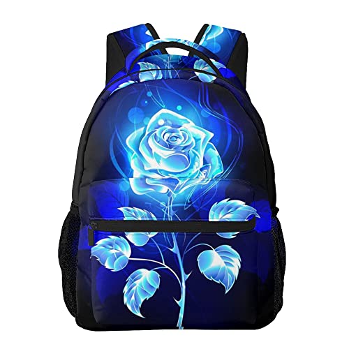 Mode-Rucksäcke Lässiger Sport-College-Mittelschul-Mode-Rucksack, leichter Outdoor-Reise-Laptop-Rucksack für Jungen und Mädchen, Burning Blue Rose-Rucksack von AOOEDM