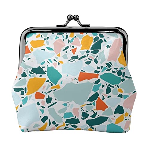 Moderne Sommer-Terrazzo-Damen-Leder-Geldbörse, Kleingeldbeutel mit Kiss-Lock-Verschluss, Schnallen-Geldbörse für Mädchen-Geschenk von AOOEDM