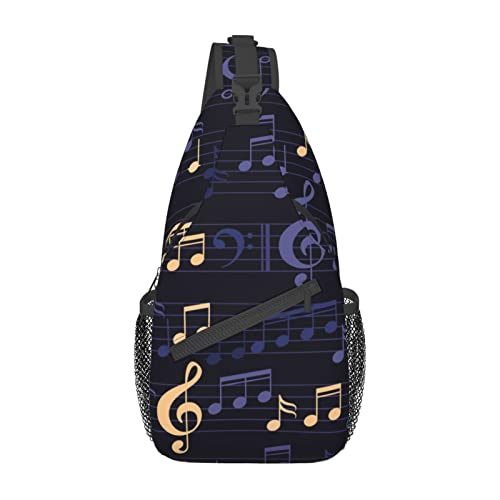 Music Note Sling Rucksack Bunte Musical Reise Wandern Daypack Crossbody Umhängetasche für Männer Frauen von AOOEDM