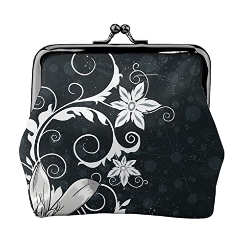 Neuheit Boho Abstrakte Blumen Print Kleine Geldbörse Kiss-Lock Ledertasche Wechselgeldbörse Geschenke für Männer Frauen von AOOEDM