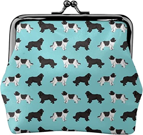 Newfoundlands Dog Fabric Cute Dogs Damen-Ledergeldbörse, Kleingeldbeutel mit Kiss-Lock-Verschluss, Schnallen-Geldbörse für Mädchen-Geschenk von AOOEDM