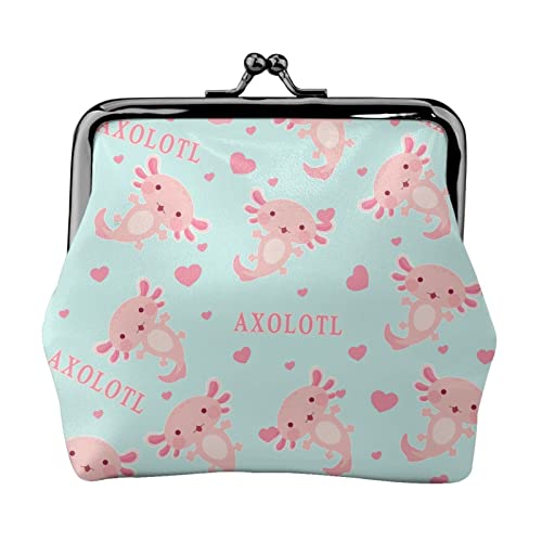 Niedliche Axolotl-Geldbörse aus Leder für Damen, Kleingeldtasche mit Kiss-Lock-Verschluss und Schnallen-Geldbörse für Frauen und Mädchen von AOOEDM