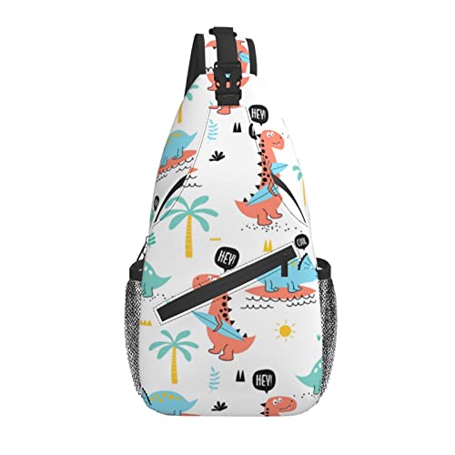 Niedliche Dinosaurier Sling Bag Crossbody Sling Rucksack Brusttasche Tagesrucksack Reisen Wandern Umhängetasche für Männer Frauen von AOOEDM