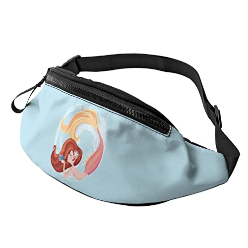 Niedliche Meerjungfrau Cartoon Golden Fish Bauchtasche Sport Casual Hüfttasche für Damen Herren Modisch von AOOEDM