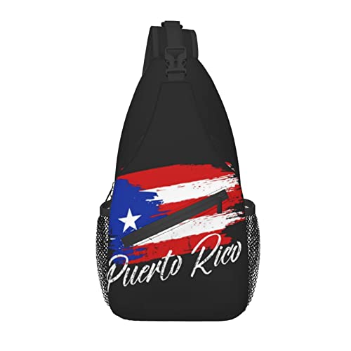 Niedliche Puerto-Rico-Flaggen-Schultertasche, Umhängetasche, Brust, Tagesrucksack, lässiger Rucksack, puertoricanische Umhängetaschen für Damen und Herren von AOOEDM