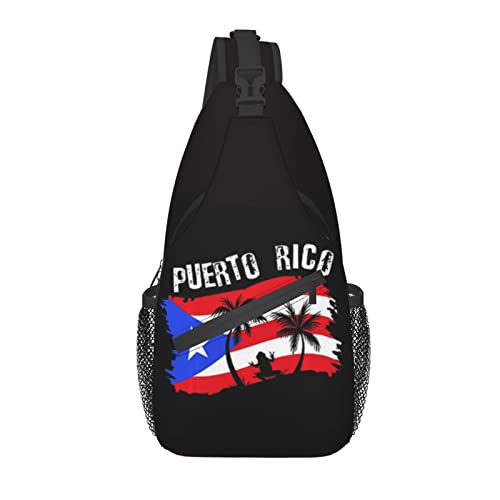 Niedliche Puerto-Rico-Flaggen-Schultertasche, Umhängetasche, Brust, Tagesrucksack, lässiger Rucksack, puertoricanische Umhängetaschen für Damen und Herren von AOOEDM