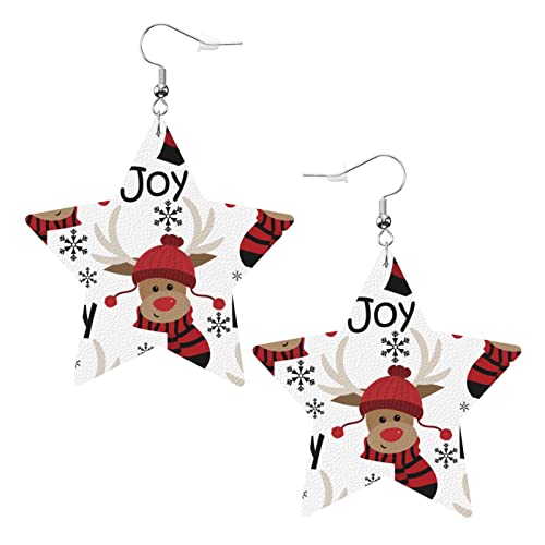 Niedliche Rentier-Ohrringe in Sternform aus Leder für Damen und Mädchen, einfache Ohrhänger, Geschenke für Sie von AOOEDM