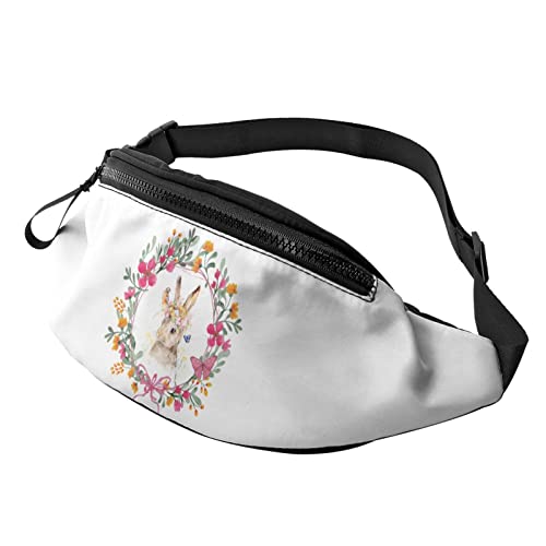 Niedlicher Hase Schmetterling Kranz Ostern Gürteltasche Sport Casual Hüfttasche für Damen Herren Modisch von AOOEDM