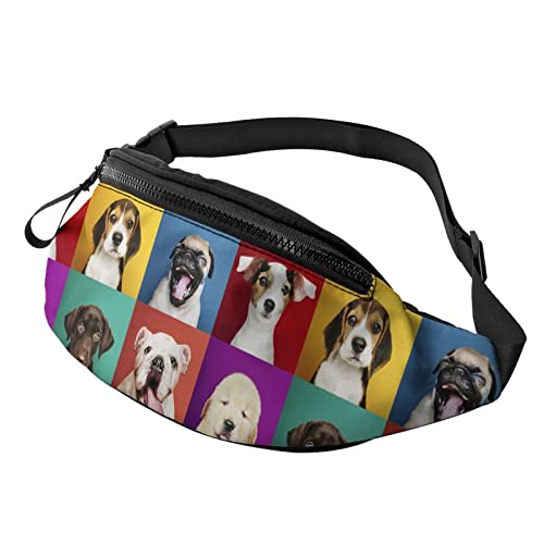 Niedlicher Hund Ausdruck Tierkopf Bauchtasche Sport Casual Hüfttasche für Damen Herren Modisch von AOOEDM