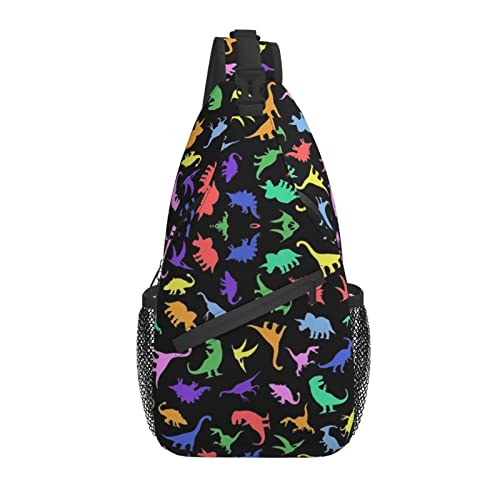 Niedlicher lustiger Dino Sling Bag Crossbody Rucksack für Damen Herren Reisen Wandern Daypack Dinosaurier Crossbody Umhängetasche von AOOEDM