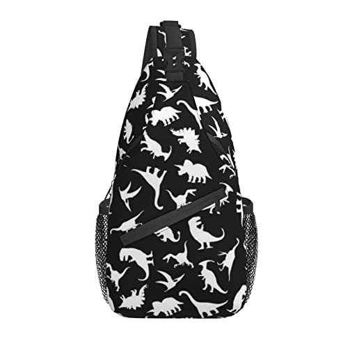 Niedlicher lustiger Dino Sling Bag Crossbody Rucksack für Damen Herren Reisen Wandern Daypack Dinosaurier Crossbody Umhängetasche von AOOEDM