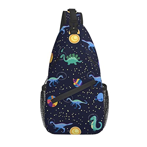 Niedlicher lustiger Dino Sling Bag Crossbody Rucksack für Damen Herren Reisen Wandern Daypack Dinosaurier Crossbody Umhängetasche von AOOEDM