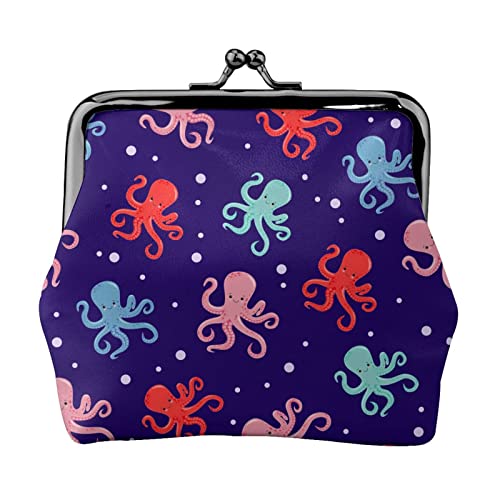 Octopus Damen-Geldbörse aus Leder, Kleingeldtasche mit Kiss-Lock-Verschluss, Schnallen-Geldbörse für Frauen und Mädchen von AOOEDM