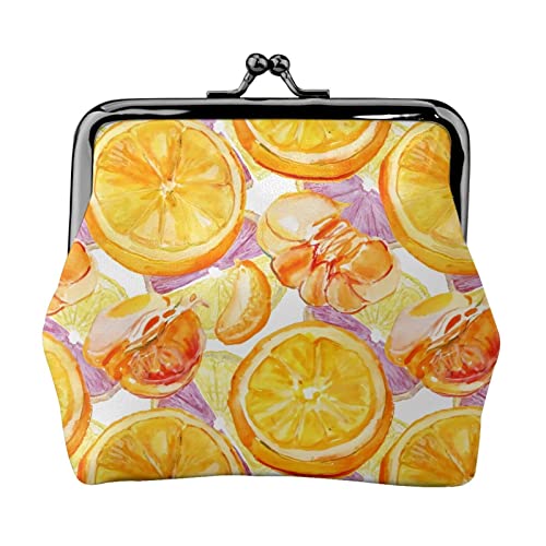 Orange Damen-Geldbörse aus Leder, Kleingeldtasche mit Kiss-Lock-Verschluss, Schnallen-Geldbörse für Frauen und Mädchen von AOOEDM