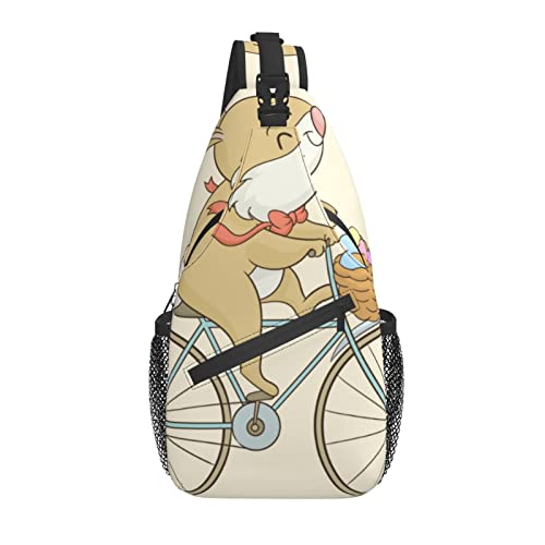 Ostern-nettes Kaninchen-Fahrrad-Kreuz-Brusttasche Diagonally Sling-Rucksack-Crossbody-Umhängetasche-Reisen, Wandern, Tagesrucksäcke für Männer und Frauen von AOOEDM