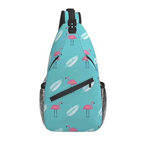 Pink Flamingo Sling Bag Umhängetasche Brusttasche Tagesrucksack Reisen Wandern Umhängetasche für Männer Frauen von AOOEDM