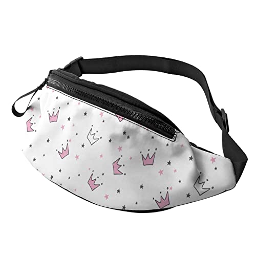 Pink White Crowns Stars Fanny Pack Sport Casual Hüfttasche für Damen Herren Modisch von AOOEDM