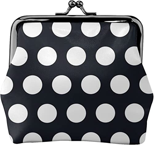 Polka Dot Weiß auf Schwarz Damen-Leder-Geldbörse, Kleingeldbeutel mit Kiss-Lock-Verschluss, Schnallen-Geldbörse für Mädchen-Geschenk von AOOEDM