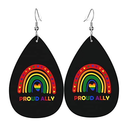 Progress Pride Flag Regenbogen Gay Lesben Transgender Bisexuell Lgbtq Lederohrringe für Frauen Kunstleder Wassertropfen Ohrringe Vintage leichte baumelnde Ohrringe Schmuck für Frauen von AOOEDM
