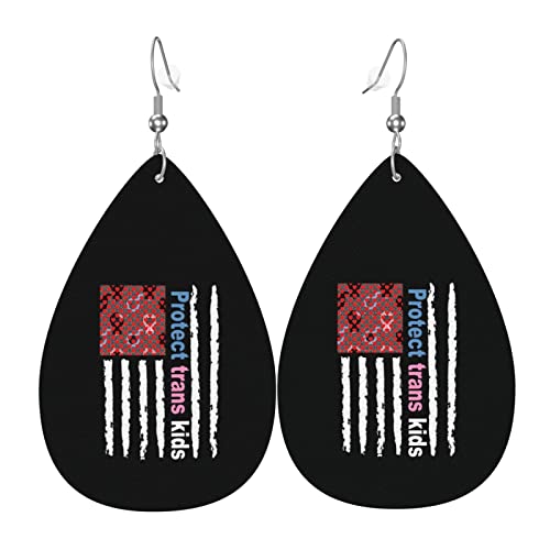 Protect Trans Kids Transgender Pride Month Lederohrringe für Frauen Kunstleder Wassertropfen Ohrringe Vintage leichte baumelnde Ohrringe Schmuck für Frauen von AOOEDM