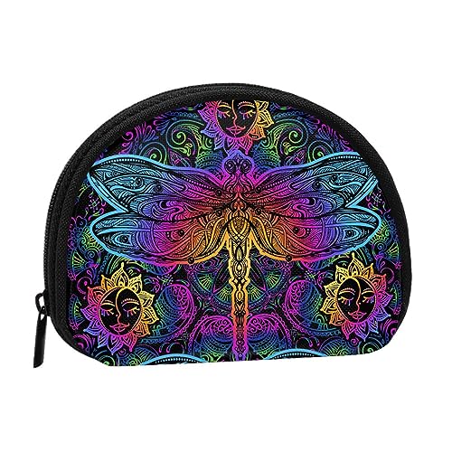 Psychedelic Color Libellen-Geldbörse für Damen und Mädchen, Kleingeld-Geldbörse zum Mitnehmen, Kleingeld-Geldbörse, Kartenhalter, Schlüsselhalter von AOOEDM