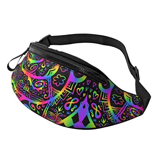 Psychedelic Trippy Fanny Waist Pack Bag for Men Women,Funny Belt Bag Bum Bag with Adjustable Strap for Traveling Hiking Cycling Running Festival Rave von AOOEDM