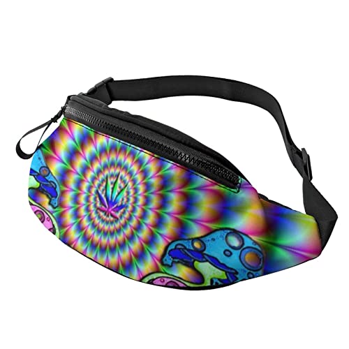 Psychedelische Bunte leichte Weed Leaf Bauchtasche Sport Casual Hüfttasche für Damen Herren Modisch von AOOEDM