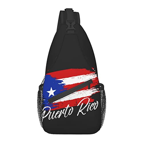 Puerto Rico Flag Sling Bag Crossbody Rucksack Schulter Brusttasche Puerto Rico Reise Wandern Tagesrucksack für Damen Herren von AOOEDM