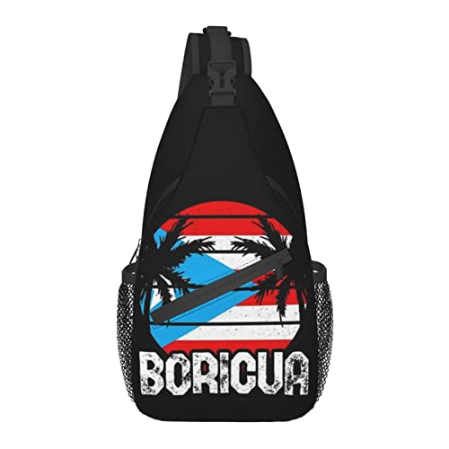 Puerto Rico Flag Sling Bag Crossbody Rucksack Schulter Brusttasche Puerto Rico Reise Wandern Tagesrucksack für Damen Herren von AOOEDM