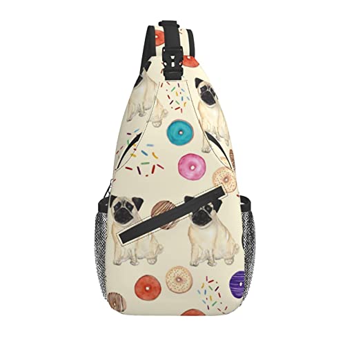 Puppies Pug Dog Sling Bag Umhängetasche Brusttasche Tagesrucksack Reisen Wandern Umhängetasche für Männer Frauen von AOOEDM