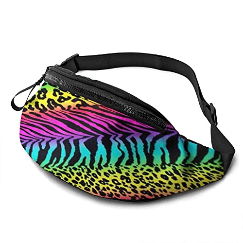 Rainbow Animal Zebra Print Fanny Pack for Women Men Fashion Waist Bag Hip Bum Bag with Adjustable Belt for Travel Outdoors Sports Running von AOOEDM