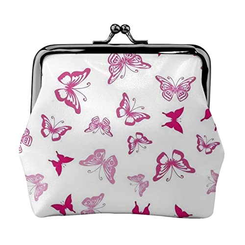 Red Butterfly Damen-Geldbörse aus Leder, Kleingeldtasche mit Kiss-Lock-Verschluss und Schnallen-Geldbörse für Frauen und Mädchen von AOOEDM