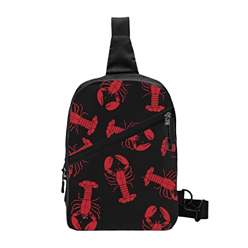 Red Lobster Sling Bag Faltbarer Brust-Schulter-Rucksack Bauchtasche Crossbody-Taschen für Männer Frauen Reisen Wandern im Freien von AOOEDM