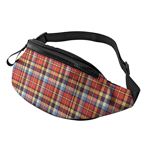 Red Stripes Plaid Fanny Pack Sport Casual Hüfttasche für Damen Herren Modisch von AOOEDM