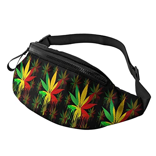 Reggae Rasta Tie Dye Leaf Gürteltasche Sport Casual Hüfttasche für Damen Herren Modisch von AOOEDM